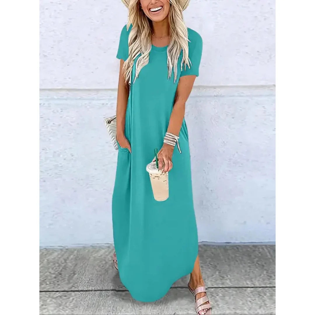 Caylee - Casual Summer Round Neck Maxi Dress