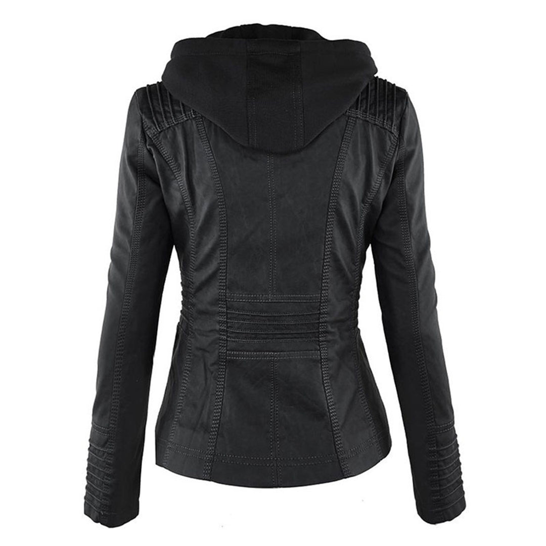 Cecille – Modern Leather Jacket with Hood