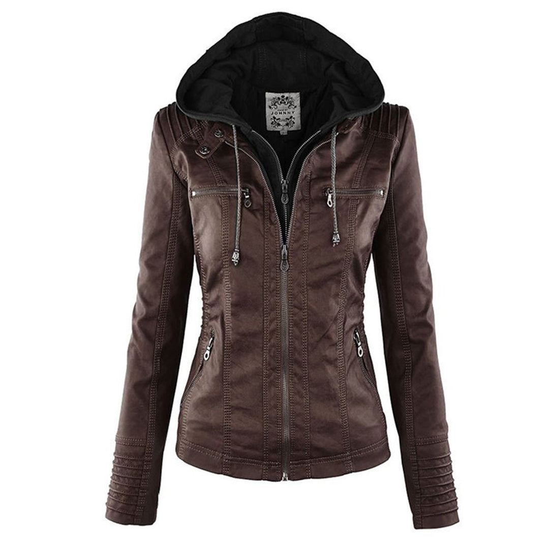 Cecille – Modern Leather Jacket with Hood