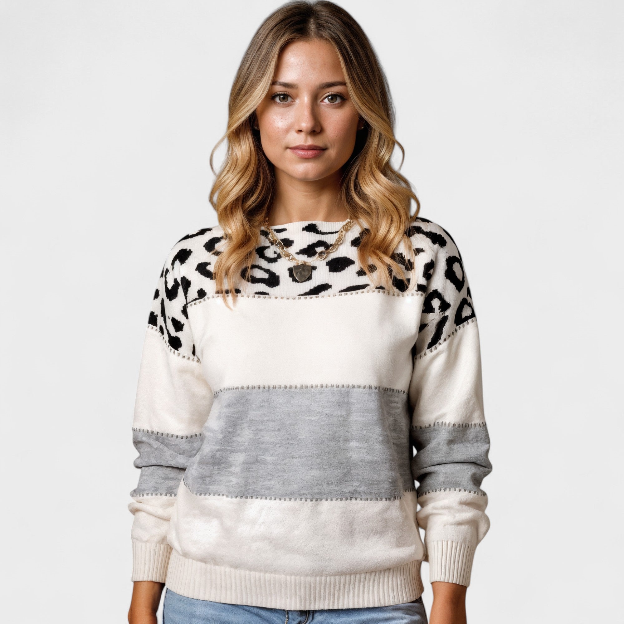 Selena Women’s Leopard Knit Sweater